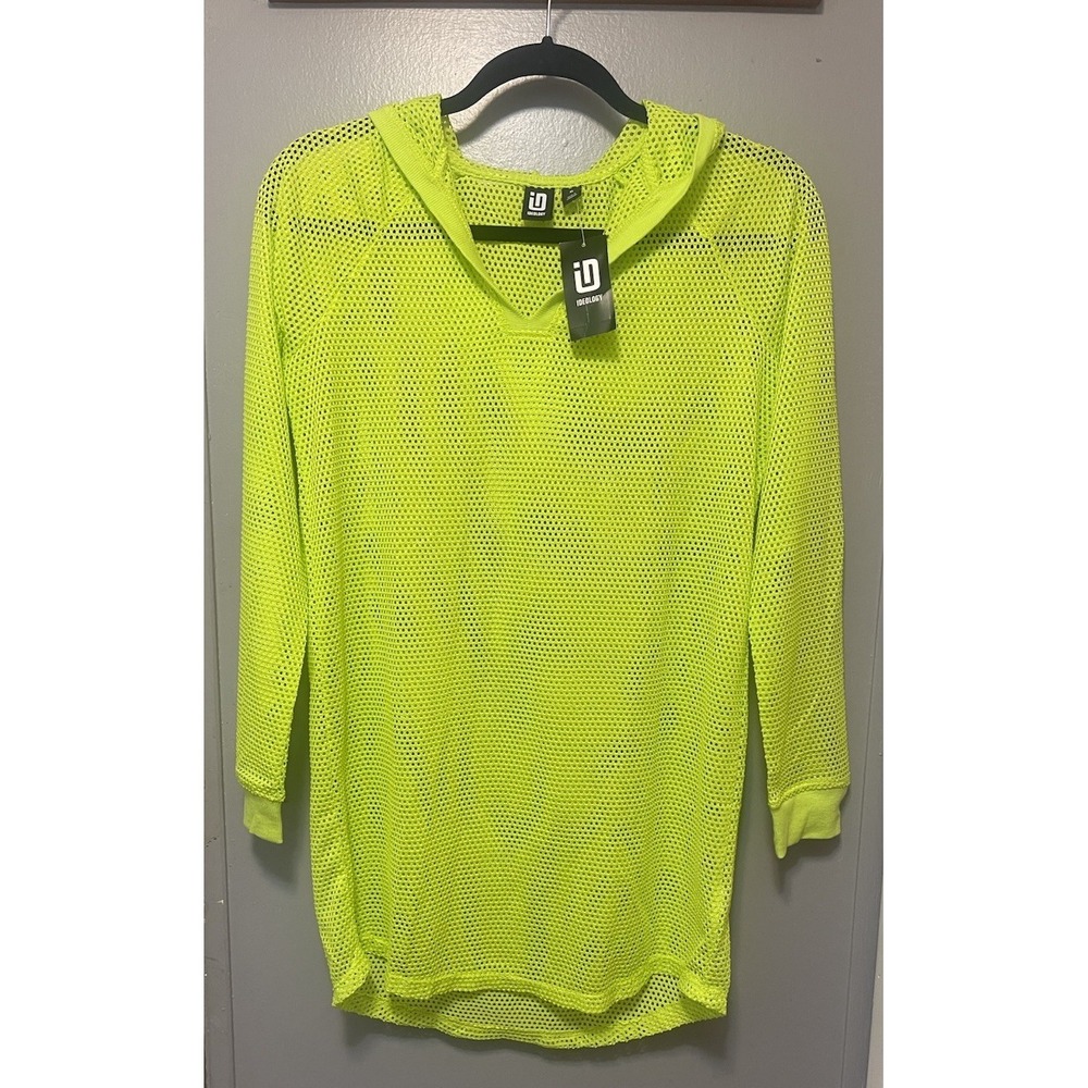 Ideology Girls Mesh Hooded Long Sleeve Swimsuit Cover Neon Green Size Xl NWT